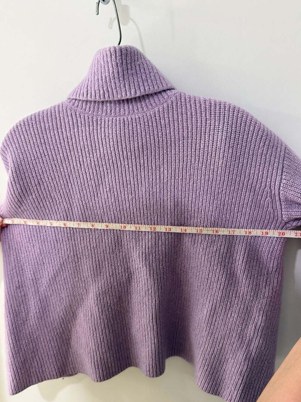 alice + olivia Lavender Ribbed Knit Turtleneck Sweater with Asymmetric Front Det - Picture 7 of 9